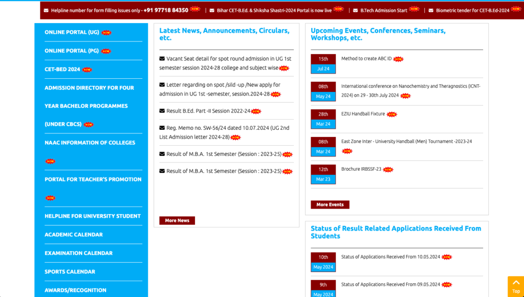 LNMU UG Spot Admission 2024-28