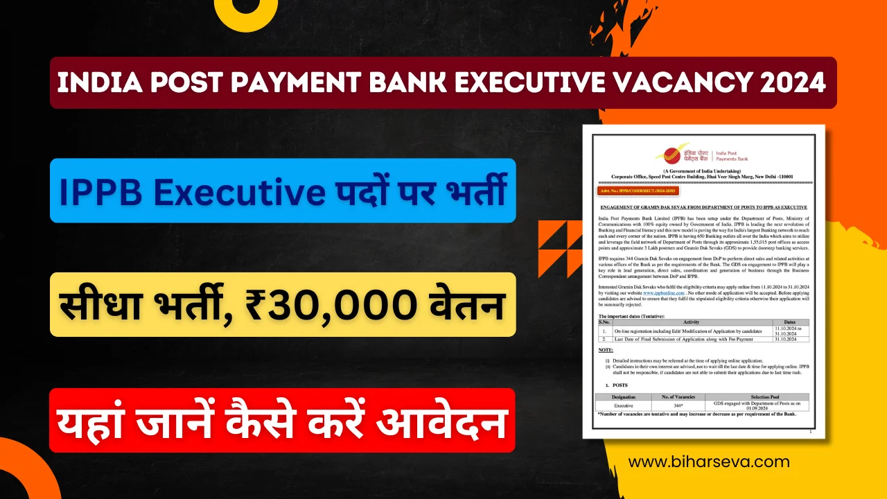 India Post Payment Bank Executive Vacancy 2024