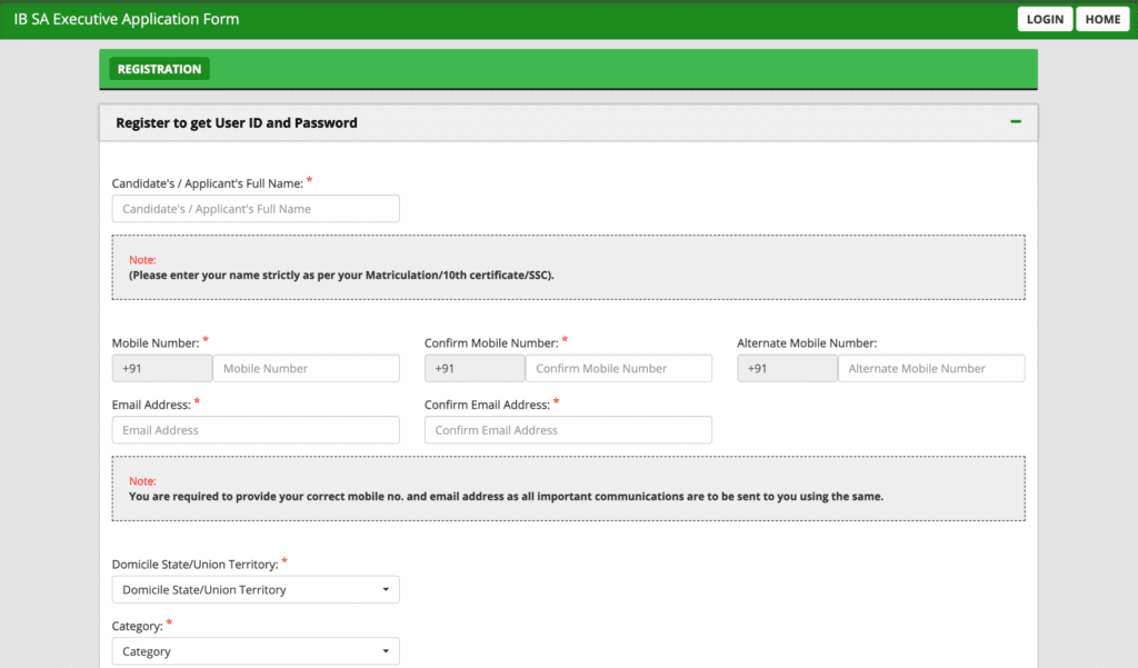 IB Security Assistant Vacancy 2025 Website Screenshot
