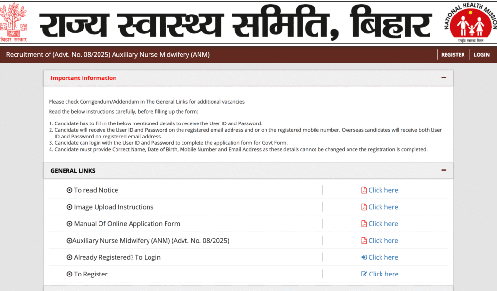 Bihar ANM Vacancy 2025