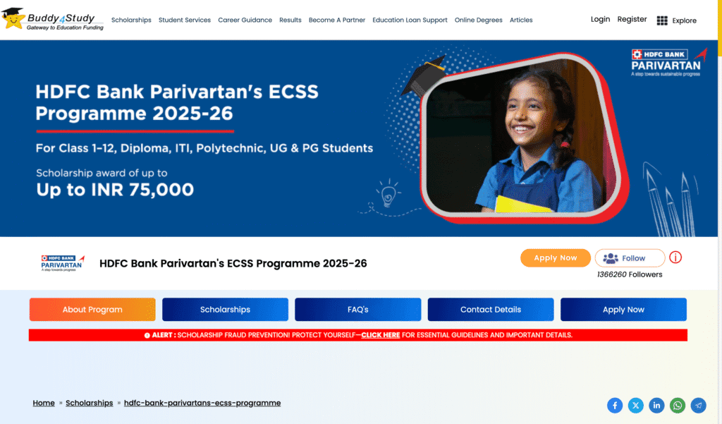 HDFC Bank Parivartan ECSS Scholarship 2025