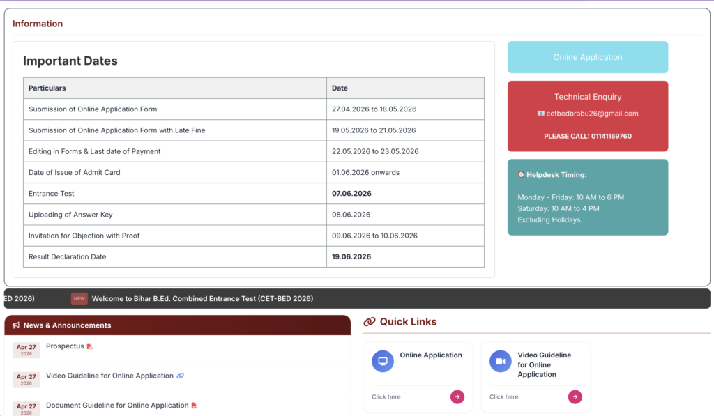 Bihar B.Ed. Admission 2026 Online Apply 