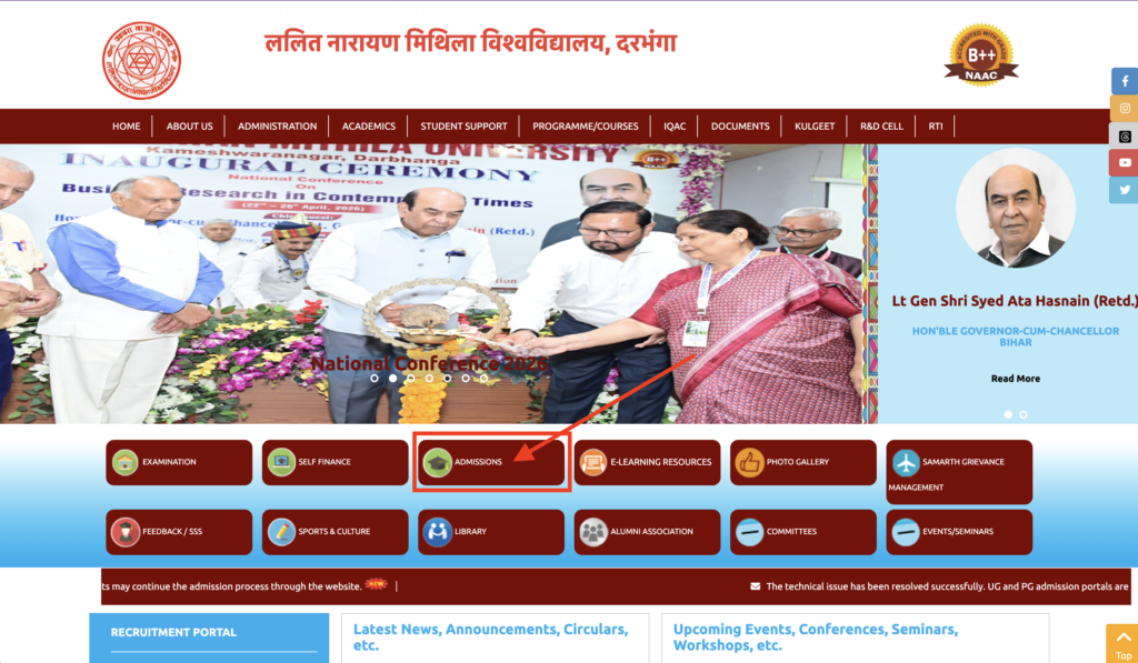 LNMU PG Admission 2026 Apply Online