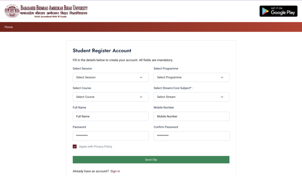 BRABU UG Admission 2026-30