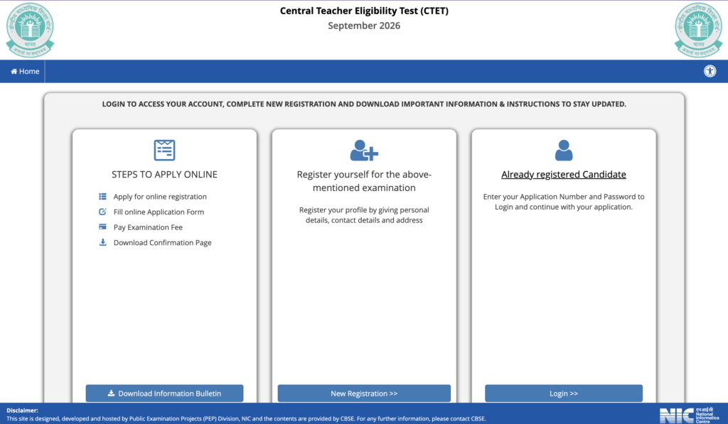 CTET Notification 2026 Apply Online