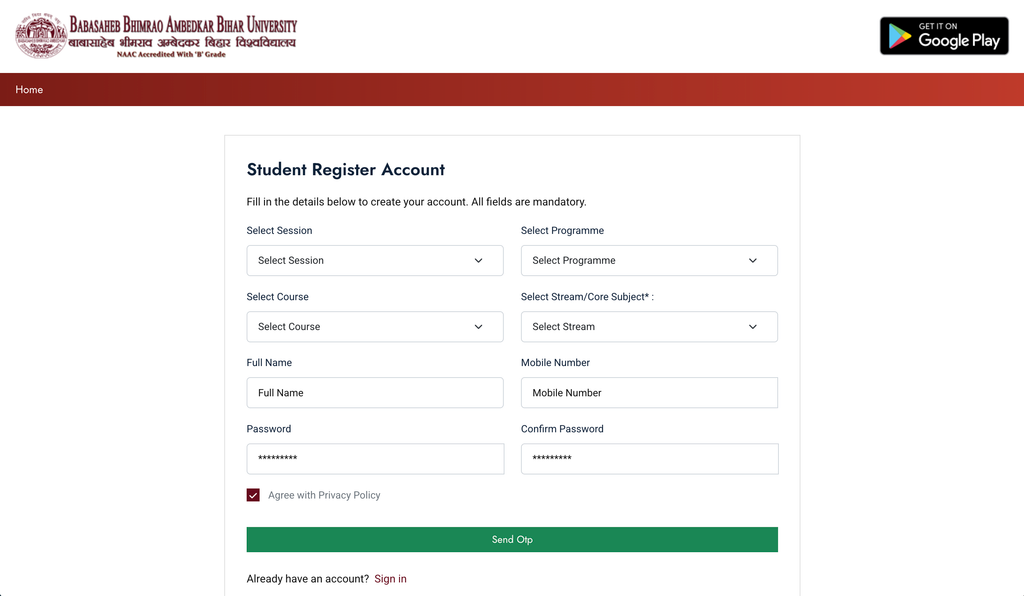 BRABU UG Spot Admission 2026